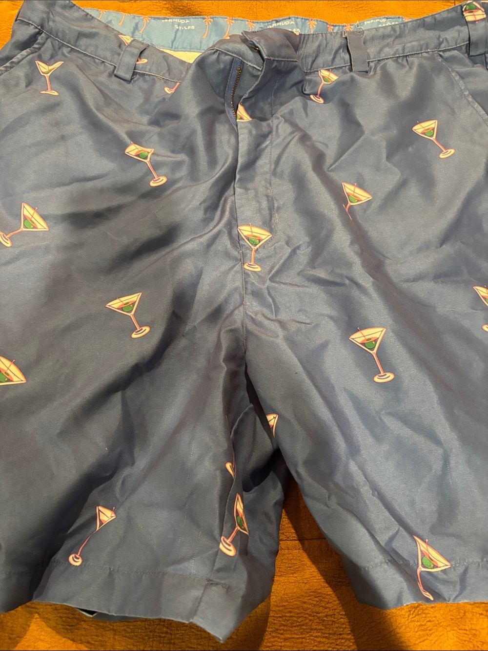 Men's Navy Martini Print Swim Trunks